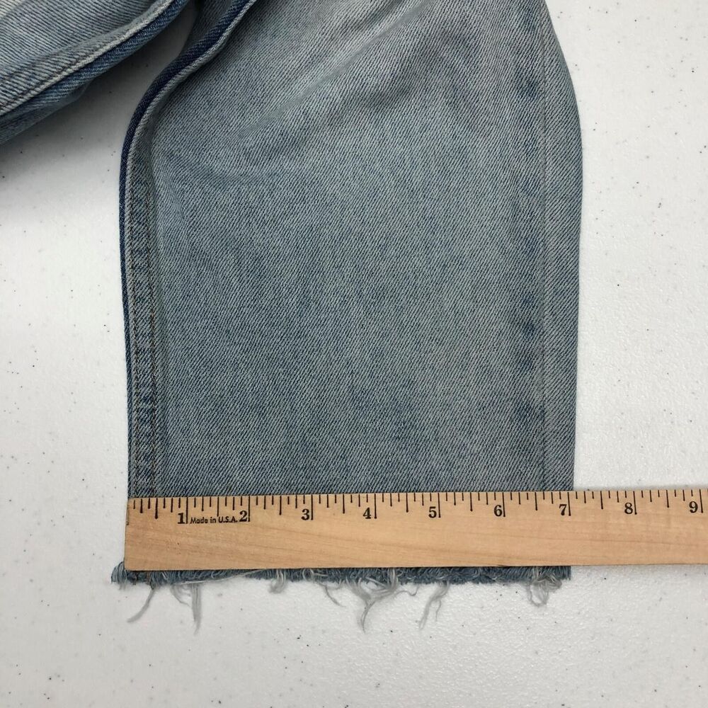 Twelve Jeans Womens 28 Blue High Rise Straight Crop Raw Hem Distressed Denim - Picture 9 of 13
